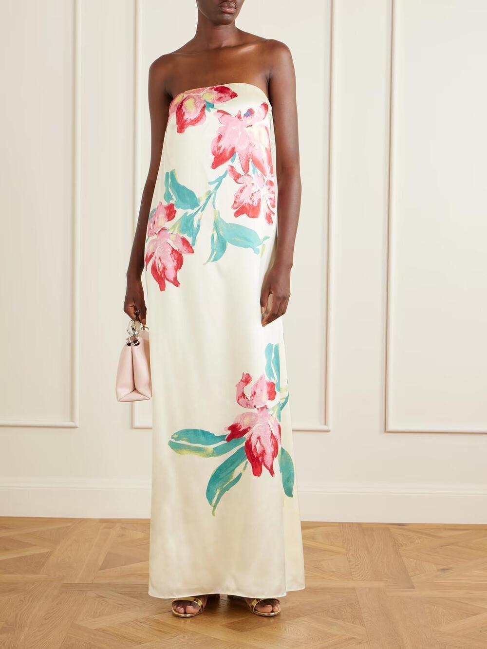 NEW REBECCA VALLANCE women's sunblush bloom maxi dress in white
